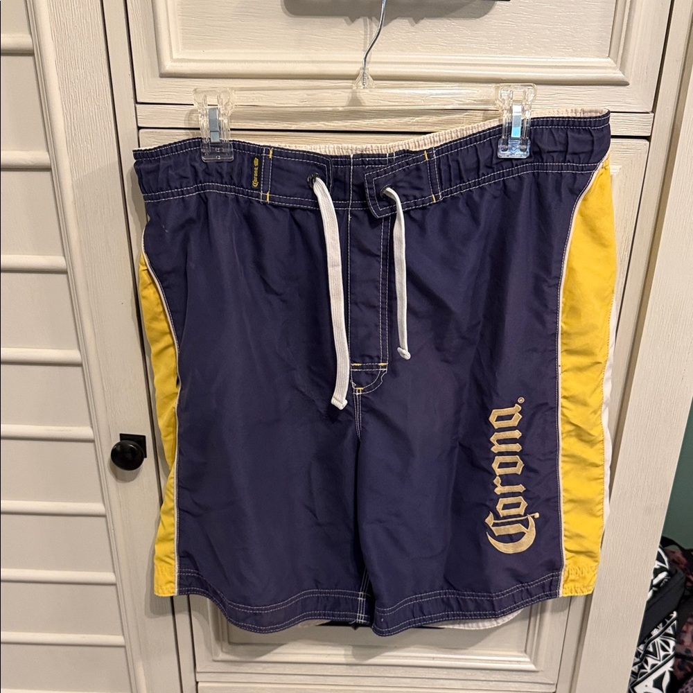 Corona Navy and Yellow Board Shorts